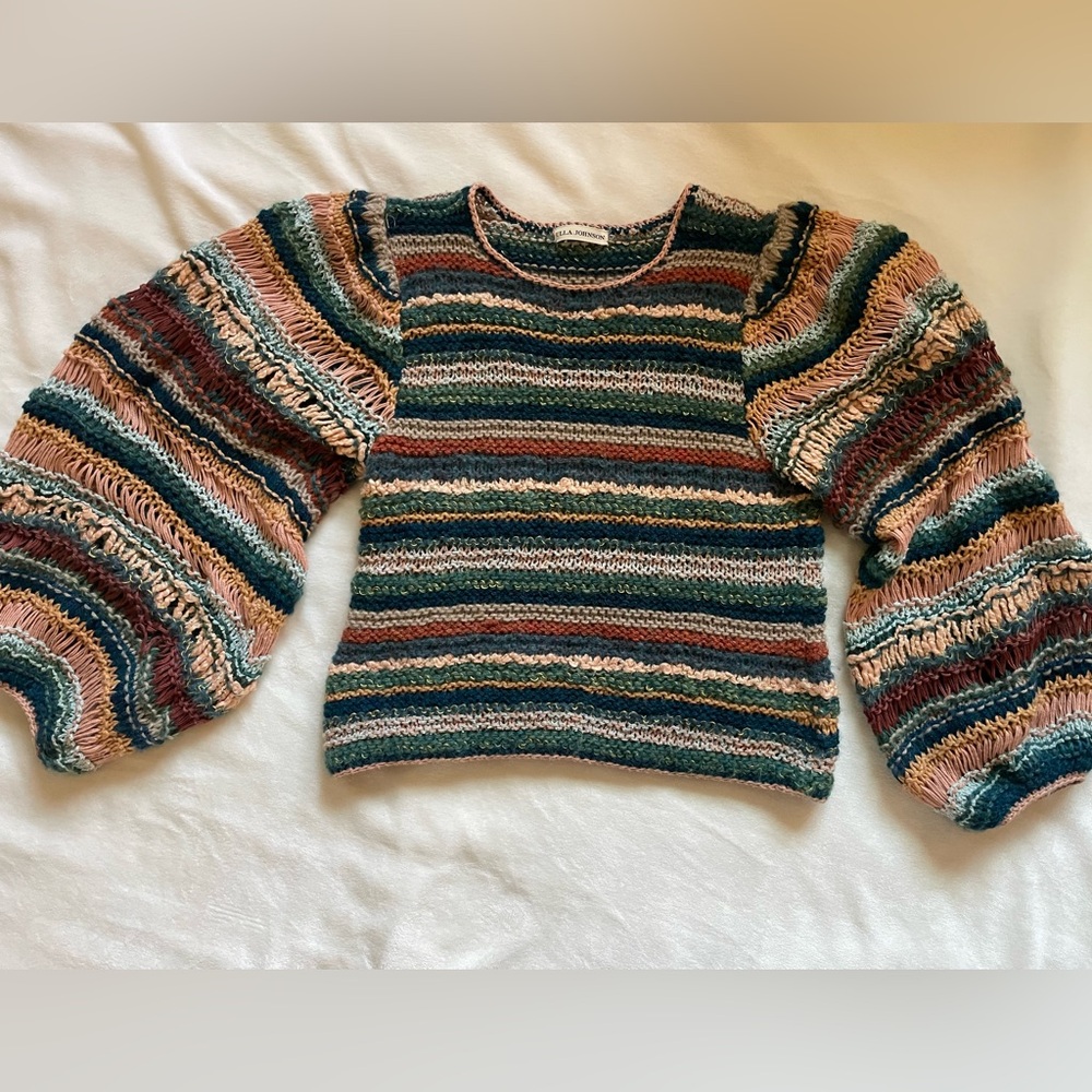 Ulla Johnson Electra Earth Tones Multicolor Striped Chunky Knit Boho Sweater - Picture 3 of 15